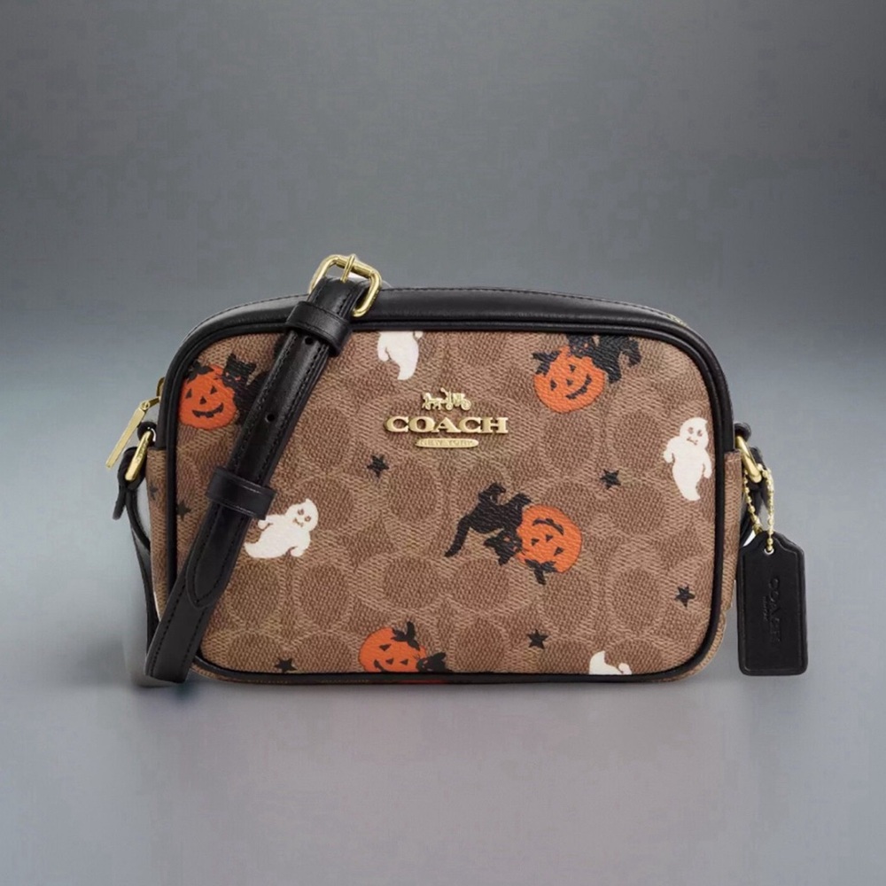 Coach Brown Halloween Pumpkin Ghost Crossbody Bag